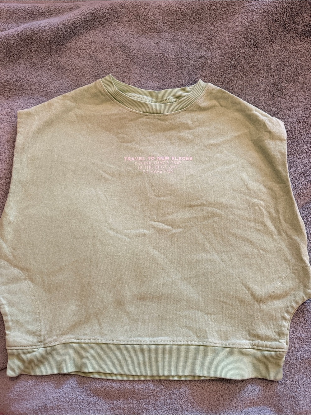 Zara Light Green Short Sleeve Tee with Pink Chest Text